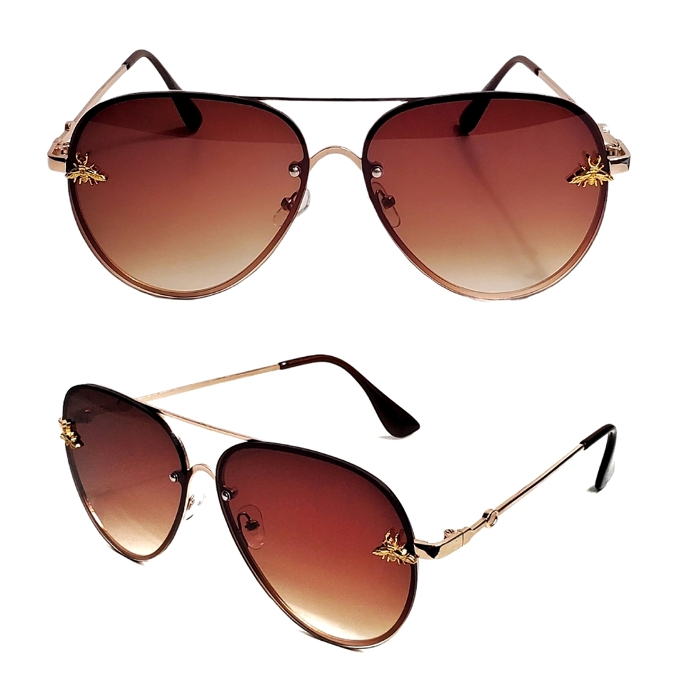 Brown Aviator Bumble Bee Lovers Unisex Sunglassss Men Women Trendy New Summer